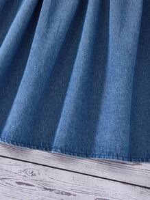 SHEIN Teen Girl Casual Blue Denim One Shoulder Ruffle Loose A-Line Dress