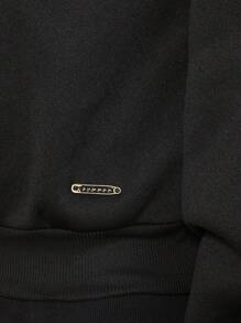 SUMWON Essential Sweatshirt Crop Fit Autumn Winter Casual Sport Athletic Athleisure Loungewear Workout Gym Streetwear Fashion - Black - View 6