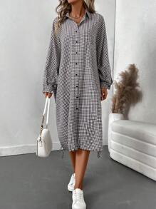 SHEIN LUNE 女士加大码抽绳下摆中长连衣裙 - 彩色 - 查看 3