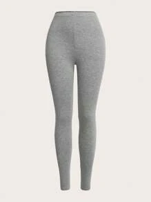 SHEIN EZwear Two-Piece Set Women High-Waisted Seamless Solid Color Simple Casual Fitted Knit Pants - Multicolor - View 6