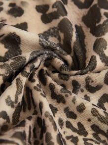 SHEIN ICON 豹纹露肩挂脖式 Y2K 动物印花喇叭袖性感 T 恤 - 彩色 - 查看 4