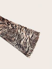 SHEIN ICON 豹纹露肩挂脖式 Y2K 动物印花喇叭袖性感 T 恤 - 彩色 - 查看 3