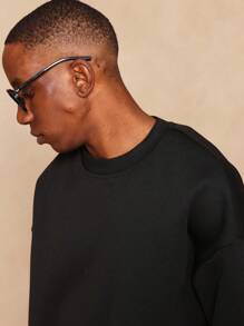 SUMWON Essential Sweatshirt Crop Fit Autumn Winter Casual Sport Athletic Athleisure Loungewear Workout Gym Streetwear Fashion - Black - View 5