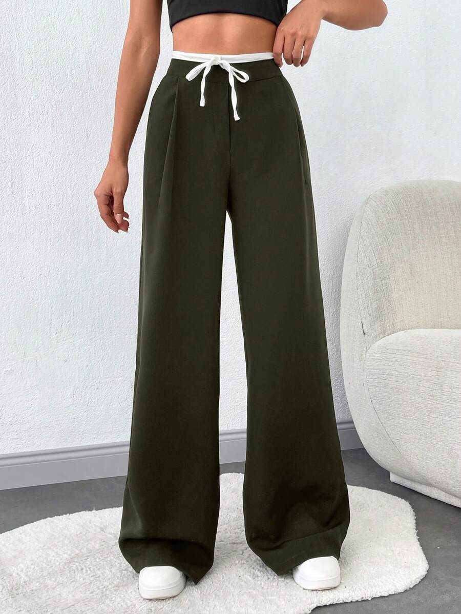 SHEIN Tall TALL WOMEN BOTTOM  AND  COMFORT PANT - Army Green - View 1