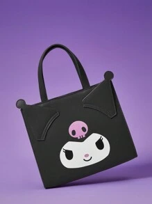 HELLO KITTY AND FRIENDS | SHEIN Cartoon Kuromi Pattern Black Handbag