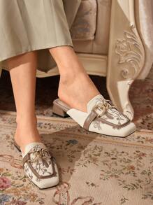 CUCCOO TILAWA Embroidered Metal Decor Fashion High Heel Pumps Spring Shoes Spring Break Easter - Apricot - View 12