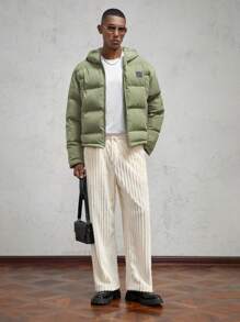 AKNOTIC Business Casual 1 pieza Abrigo holgado acolchado para hombre, adecuado para el invierno - Verde - Ver 7