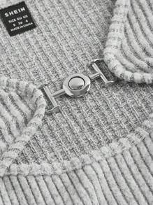 SHEIN MOD Áo chui đầu màu xám cho nữ, Áo phông nữ, Quần áo thường ngày ở nhà, Áo phông dài tay mùa đông, Áo cổ vuông khoét rỗng, Áo phông ấm áp - Xám - Xem 4