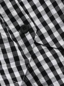 Livesso 2 件套女士春夏休闲格子背心和裙子套装，秋季服装 - 黑色 - 查看 7