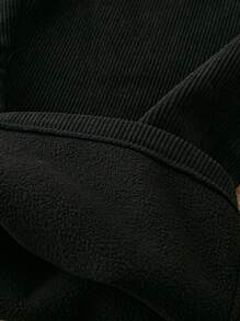 Plus Size Elastic Waist Straight Leg Casual Fashionable Street Style Pants - Black - View 5