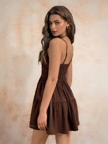 Forever 21 女士夏季度假刺绣吊带迷你连衣裙 - 摩卡棕 - 查看 2