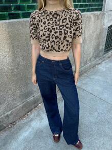 Forever 21 Khait And Brown 秋冬女款短袖圆领针织衫，适合万圣节、返校节、早午餐、外出、优雅、文艺复兴、复古、基础款、简约、舒适、音乐会、感恩节、商务、冬季派对、街头风、正式场合、圣诞节等场合，另有豹纹高领针织衫可选。 - 彩色 - 查看 5
