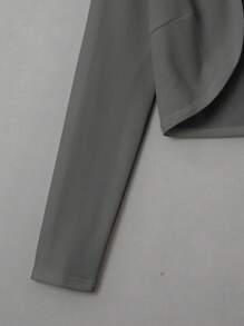 SHEIN EZwear 1pc Women Plain Long Sleeve Short Cardigan Jacket , Bolero Top - Grey - View 3
