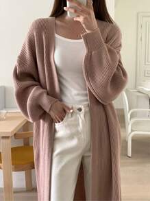 DAZY Women's Solid Color Long Lantern Sleeve Cardigan For Spring And Autumn,Long Sleeve Tops
