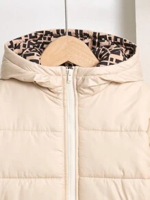 SHEIN 男童休闲舒适连帽长袖中长款加厚外套，保暖防风，适合通勤、上学、居家、休闲、街头风格、派对和户外玩耍 - 彩色 - 查看 4