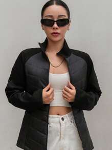 DAZY Quilted Thick Warm Fitted Jacket Padded Coat For Women, Winter,Winter Women Clothes,Padded Coat Women - Black - View 10