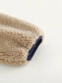 Cozy Pixies Chaqueta con capucha informal de contraste de color con bordado de trigo para niño joven - Caqui - Ver 7