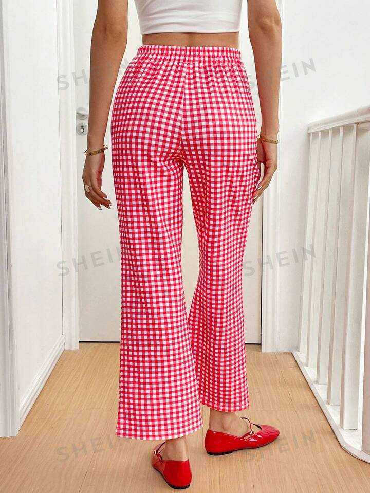 Red gingham pants deals