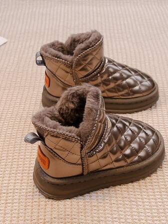 1 Pair Shiny Round Toe Snow Boots, Anti-Slip And Comfortable Fashion Kids Boots