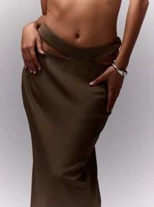 MUSERA Cut Out Side Midi Skirt Elegant Summer Sexy Chic - Grey - View 5