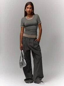 MUSERA Two Tone Layered T-Shirt Vacation Spring Summer - Multicolor - View 4