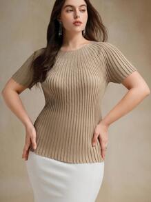 Anewsta Áo thun tay ngắn đính đá lấp lánh cỡ lớn cho nữ, mùa thu và đông - Lạc đà - Xem 4