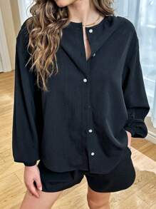 Forever 21 Women Linen Clothes Sets Women Outfits Fall Two Pieces Sets - Black - View 6
