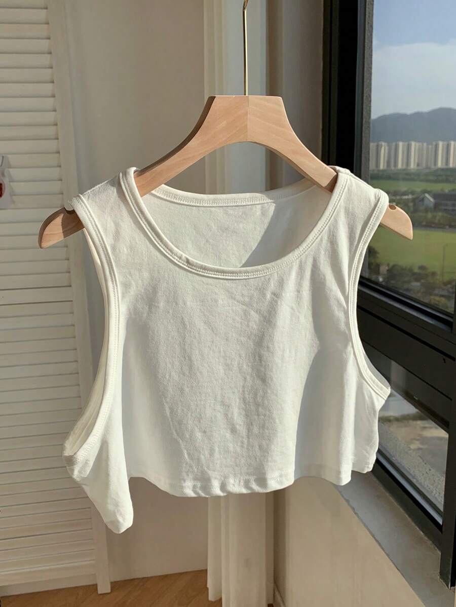 Comfortcana 素色短款背心 - 白色 - 查看 1