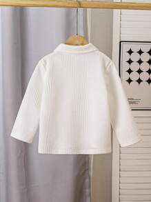 Young Boy Plain Textured Casual Shirt, Spring Autumn,Holiday,Summer,Travel - White - View 2