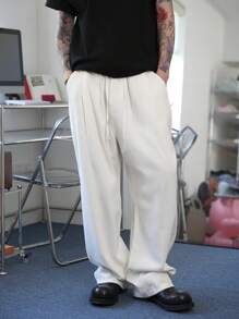 Manfinity Hypemode Vintage Style Men's Loose Fit Relaxed Straight Wide Leg Balloon Jeans In Beige