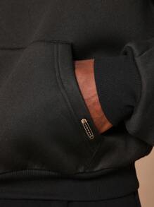 SUMWON Cozy Fleece Winter Sweatshirt Oversized Comfort Hoodie Loungewear Essential Athleisure Unisex Relaxed Fit Fashion Casual Streetwear - Black - View 7