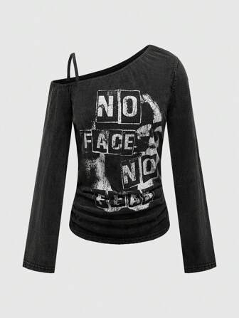 Pahlevi Grunge Punk Face Print Distressed Tie-Dye Drop Shoulder Stitched T-Shirt