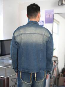 Claim Dot Men's Light Blue Distressed Baggy Jeans - Light Wash - View 2