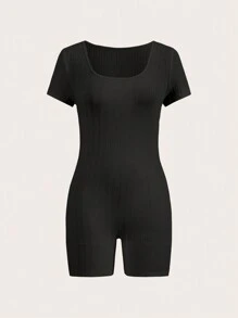 SHEIN EZwear Women Square Neck Jumpsuit - Multicolor - View 5