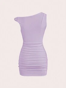 SHEIN Unity Asymmetrical One Shoulder Bodycon Mini Dress - Purple - View 2