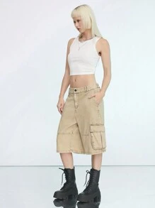 Manfinity VCAY New Men's Casual Woven Casual Sports Shorts - Khaki - View 4