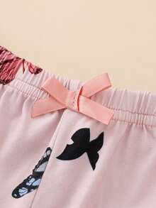 3 件套女孩简约蝴蝶印花短裤（黑色、粉色和白色） - 彩色 - 查看 4