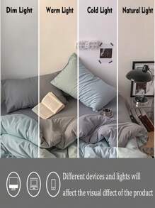 3pcs Blue & Grey Dormitory/Bedroom Bedding Set Including 1 Duvet Cover, 2 Pillow Covers Without Fillings, Machine Washable, Back-To-School Bedding