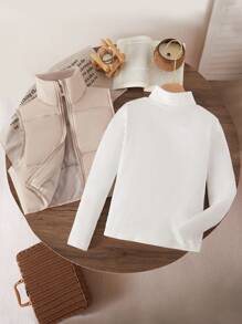 2 件 Tween 女童杏色立领无袖背心和白色立领长袖打底衫，秋冬兄弟姐妹装（单独出售） - 彩色 - 查看 4