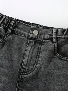 SHEIN Wildeya Pantalones acampanados elásticos de estilo vintage retro para niñas preadolescentes, otoño