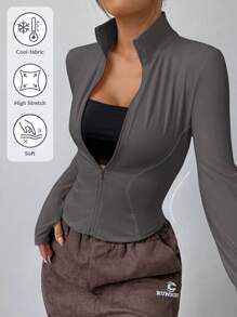 SHEIN EZwear 1 st grå stickad vindjacka för dam, höst/vinter - Grå - Visa 1