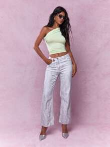 MISSGUIDED 幸運符單肩短版上衣 無袖愛爾蘭主題派對薄荷綠抓皺背心 聖帕翠克節慶典 春季時尚派對穿搭 夜店外訪 - 綠色 - 查看 5