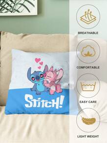 Disney 1pc Stitch Throw Pillowcase, Disney Bedding, Stitch Stuff, Pillow Sham, Lilo&Stitch, Cartoon Pattern Pillow Sham, Pillow Cover, Soft And Cozy Home Textile, Sofa Decoration, Anti-Tearing And Easy Care, Fits For Couch, Bed, Bedroom, Living Room, Suitable For All Seasons, Bedding Gifts, Pillowcase Without Filling, Machine Washable, Back To School