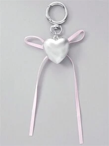 ROMWE Kawaii Llavero con forma de corazón, pentagrama y lazo - Negro - Ver 6