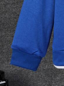 SHEIN Tween Boys Crewneck 2 In 1 Embossed Fashionable And Versatile - Blue - View 3