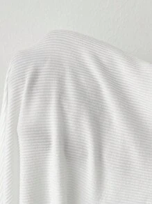 SHEIN PETITE Women's Long Sleeve Fitted Elegant Elegant And Charming Square Neck Unitard Romper - White - View 7