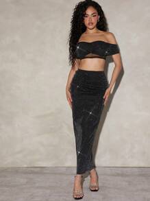 Hauture 露肩修身两件套 - 黑色 - 查看 1