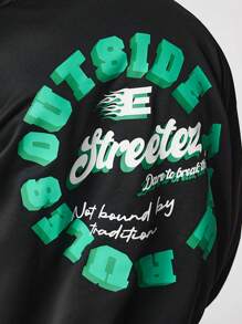 Manfinity VCAY Men's Loose Fit Hooded Long Sleeve Sweater, For Fall Winter - Black - View 3