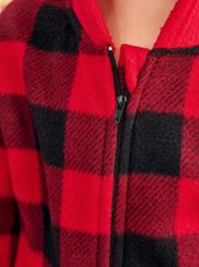 Pijamas de Natal para Menino Jovem, Conjunto de Pijamas Combinando para Festa de Família, Xadrez de Natal, Tecido Quente e Macio de Alta Qualidade, Reunião Familiar, Foto de Férias, Decorações de Natal, Outono e Inverno - Vermelho - Visão 5