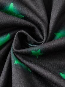 SHEIN 2 peças Conjunto de Moletom com Capuz e Estampa de Monstro com Tingimento a Frio e Calça Esportiva Casual para Meninos Jovens, Adequado para Uso ao Ar Livre, Casual, Escolar, Viagens e Diversas Atividades Esportivas, Outono/Inverno - Preto - Visão 7